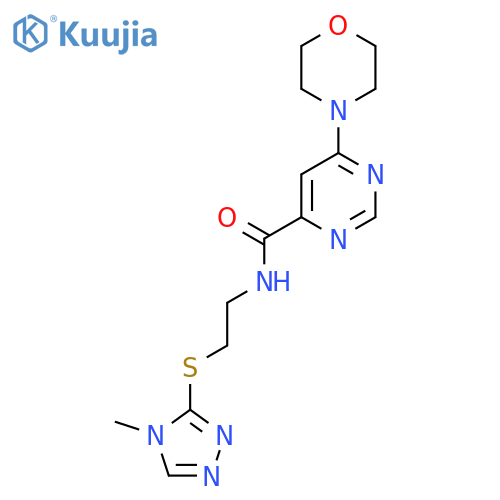 N-{2-[(4-methyl-4H-1,2,4-triazol-3-yl)sulfanyl]ethyl}-6-(morpholin-4-yl)pyrimidine-4-carboxamide structure