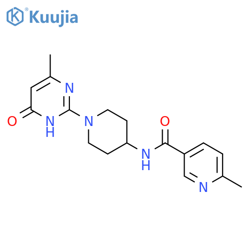 6-methyl-N-(1-(4-methyl-6-oxo-1,6-dihydropyrimidin-2-yl)piperidin-4-yl)nicotinamide structure