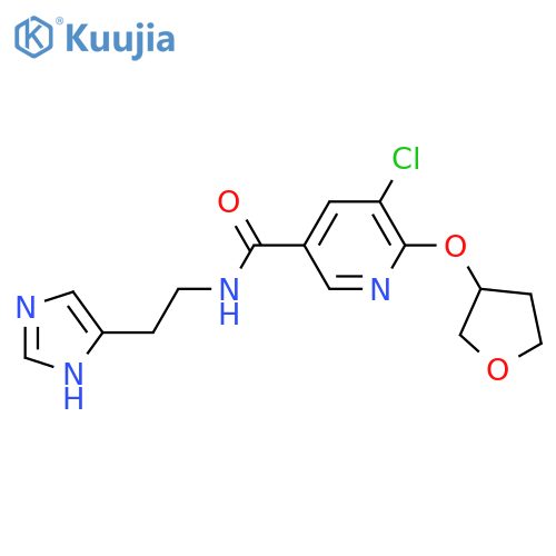 5-chloro-N-[2-(1H-imidazol-5-yl)ethyl]-6-(oxolan-3-yloxy)pyridine-3-carboxamide structure
