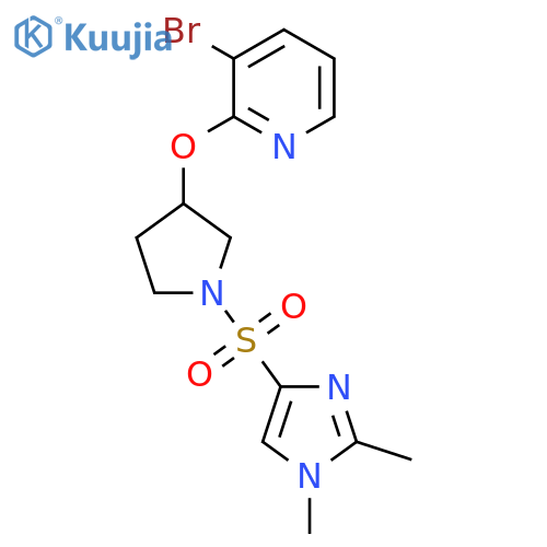 3-bromo-2-((1-((1,2-dimethyl-1H-imidazol-4-yl)sulfonyl)pyrrolidin-3-yl)oxy)pyridine structure