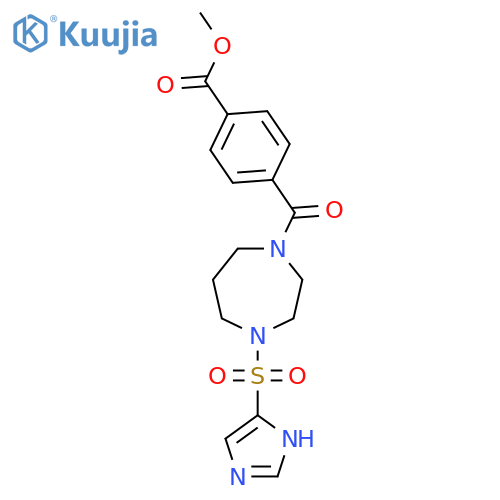 methyl 4-4-(1H-imidazole-4-sulfonyl)-1,4-diazepane-1-carbonylbenzoate structure