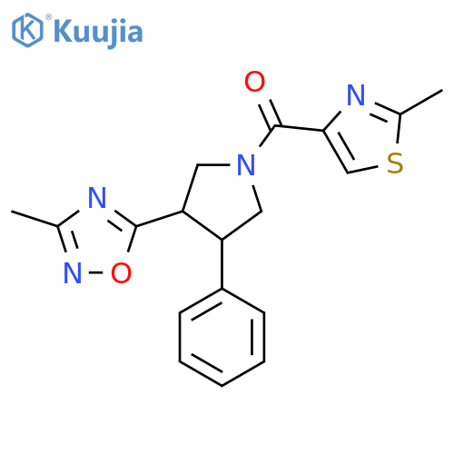 3-methyl-5-[1-(2-methyl-1,3-thiazole-4-carbonyl)-4-phenylpyrrolidin-3-yl]-1,2,4-oxadiazole structure