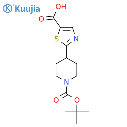 2-{1-(tert-butoxy)carbonylpiperidin-4-yl}-1,3-thiazole-5-carboxylic acid structure