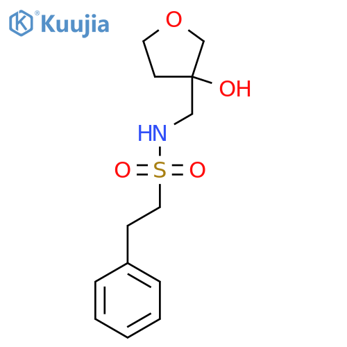 N-(3-hydroxyoxolan-3-yl)methyl-2-phenylethane-1-sulfonamide structure