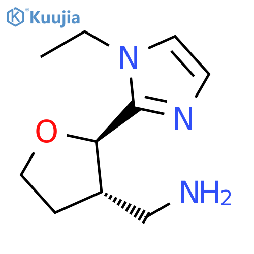rac-(2R,3S)-2-(1-ethyl-1H-imidazol-2-yl)oxolan-3-ylmethanamine structure