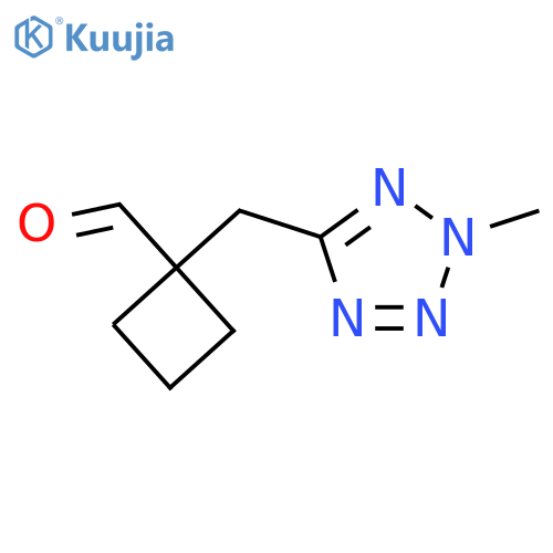 1-(2-methyl-2H-1,2,3,4-tetrazol-5-yl)methylcyclobutane-1-carbaldehyde structure