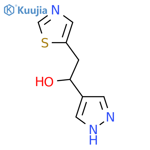 1-(1H-Pyrazol-4-yl)-2-(1,3-thiazol-5-yl)ethan-1-ol structure
