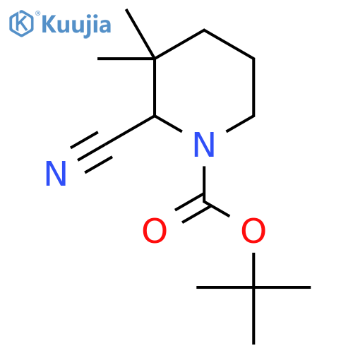tert-butyl 2-cyano-3,3-dimethylpiperidine-1-carboxylate structure
