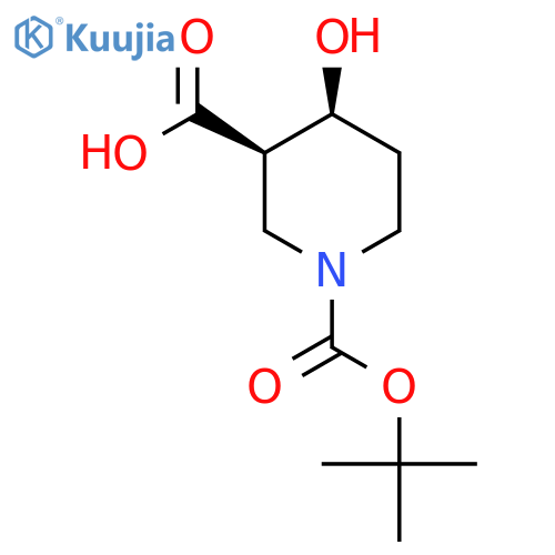 cis-1-tert-butoxycarbonyl-4-hydroxy-piperidine-3-carboxylic acid structure