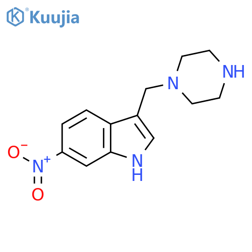 1H-Indole, 6-nitro-3-(1-piperazinylmethyl)- structure
