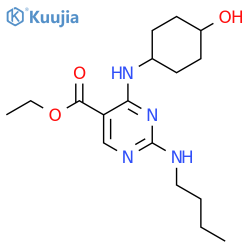 Ethyl 2-(butylamino)-4-(((1r,4r)-4-hydroxycyclohexyl)-amino)pyrimidine-5-carboxylate structure