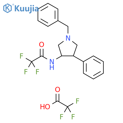 N-(1-benzyl-4-phenylpyrrolidin-3-yl)-2,2,2-trifluoroacetamide, trifluoroacetic acid structure