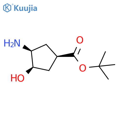 rac-tert-butyl (1R,3S,4R)-3-amino-4-hydroxycyclopentane-1-carboxylate structure