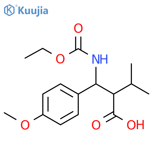 2-{(ethoxycarbonyl)amino(4-methoxyphenyl)methyl}-3-methylbutanoic acid structure