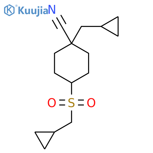 1-(Cyclopropylmethyl)-4-((cyclopropylmethyl)sulfonyl)cyclohexanecarbonitrile structure