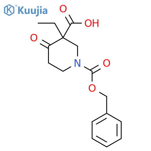 1-((Benzyloxy)carbonyl)-3-ethyl-4-oxopiperidine-3-carboxylic acid structure