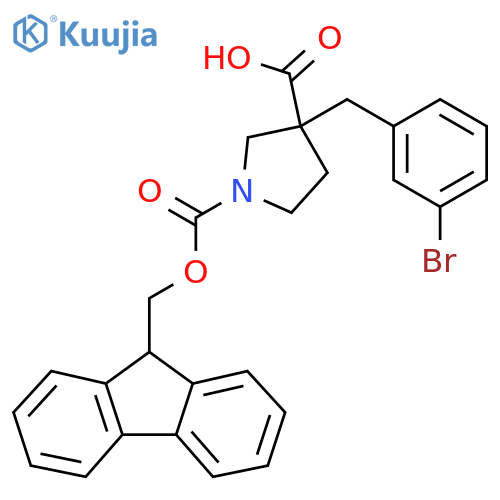 3-[(3-bromophenyl)methyl]-1-(9H-fluoren-9-ylmethoxycarbonyl)pyrrolidine-3-carboxylic acid structure