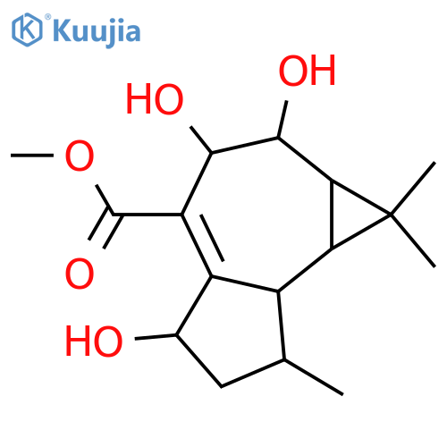 2,8,9-Trihydroxy-1(10)-aromadendren-14-oic acid; (2α,4α,5β,6α,7α,8α,9β)-form, Me ester structure