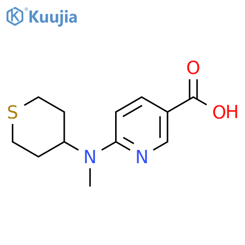 6-(methyl(tetrahydro-2H-thiopyran-4-yl)amino)nicotinic acid structure