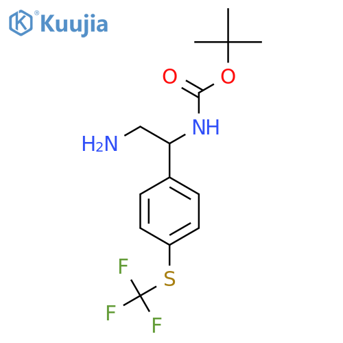 tert-butyl N-(2-amino-1-{4-(trifluoromethyl)sulfanylphenyl}ethyl)carbamate structure