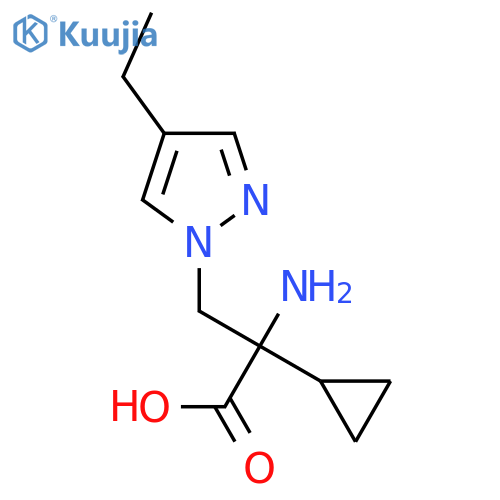 2-amino-2-cyclopropyl-3-(4-ethyl-1H-pyrazol-1-yl)propanoic acid structure