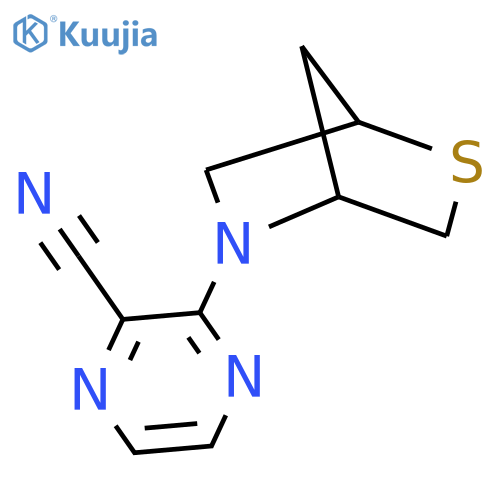 3-{2-Thia-5-azabicyclo[2.2.1]heptan-5-yl}pyrazine-2-carbonitrile structure