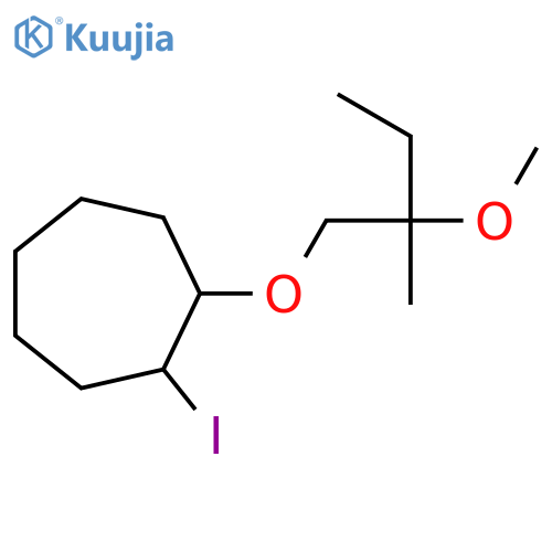 1-iodo-2-(2-methoxy-2-methylbutoxy)cycloheptane structure