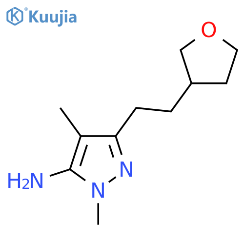 1,4-dimethyl-3-[2-(oxolan-3-yl)ethyl]-1H-pyrazol-5-amine structure