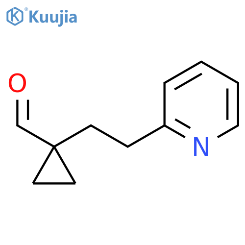 1-2-(pyridin-2-yl)ethylcyclopropane-1-carbaldehyde structure