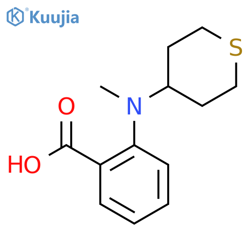 2-(methyl(tetrahydro-2H-thiopyran-4-yl)amino)benzoic acid structure