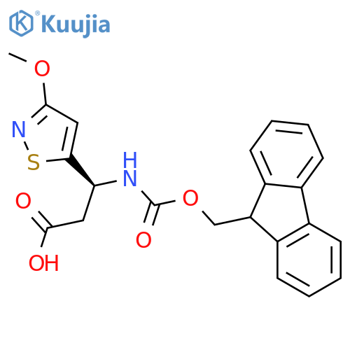 (3S)-3-({(9H-fluoren-9-yl)methoxycarbonyl}amino)-3-(3-methoxy-1,2-thiazol-5-yl)propanoic acid structure