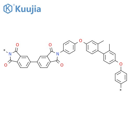 Poly[(1,1',3,3'-tetrahydro-1,1',3,3'-tetraoxo[5,5'-bi-2H-isoindole]-2,2'-diyl)-1,4-phenyleneoxy(2,2'-dimethyl[1,1'-biphenyl]-4,4'-diyl)oxy-1,4-phenylene] structure