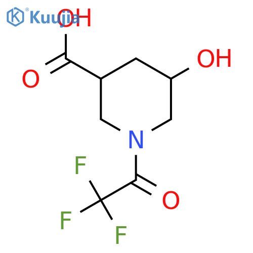 5-Hydroxy-1-(trifluoroacetyl)piperidine-3-carboxylic acid structure
