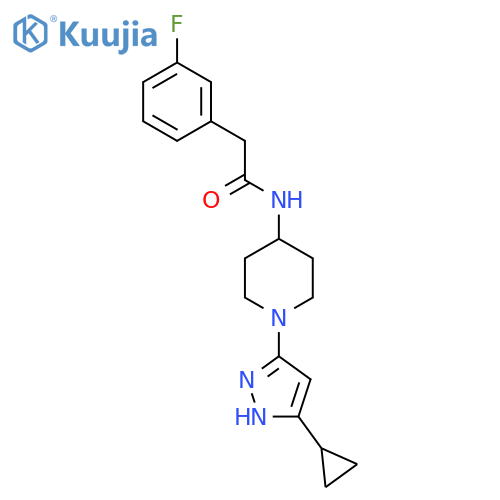 N-[1-(5-cyclopropyl-1H-pyrazol-3-yl)piperidin-4-yl]-2-(3-fluorophenyl)acetamide structure
