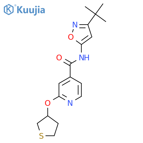 N-(3-(tert-butyl)isoxazol-5-yl)-2-((tetrahydrothiophen-3-yl)oxy)isonicotinamide structure