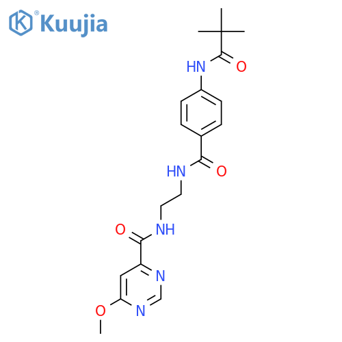 4-(2,2-dimethylpropanamido)-N-{2-[(6-methoxypyrimidin-4-yl)formamido]ethyl}benzamide structure