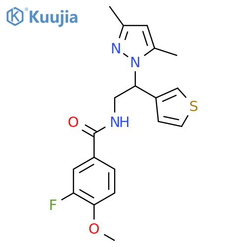 N-[2-(3,5-dimethyl-1H-pyrazol-1-yl)-2-(thiophen-3-yl)ethyl]-3-fluoro-4-methoxybenzamide structure