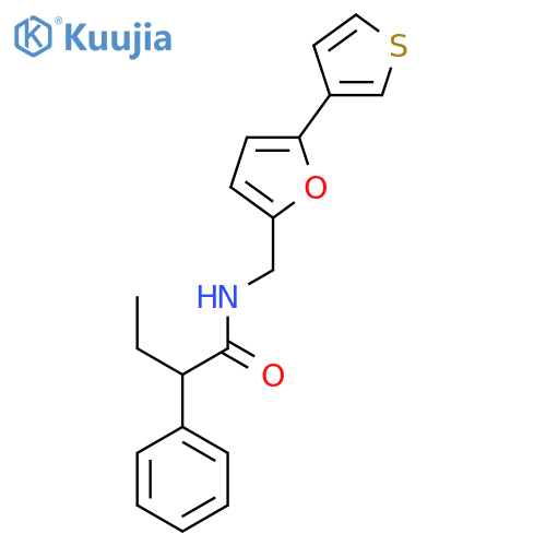 2-phenyl-N-{5-(thiophen-3-yl)furan-2-ylmethyl}butanamide structure