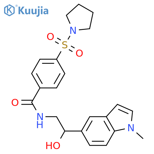 N-[2-hydroxy-2-(1-methyl-1H-indol-5-yl)ethyl]-4-(pyrrolidine-1-sulfonyl)benzamide structure