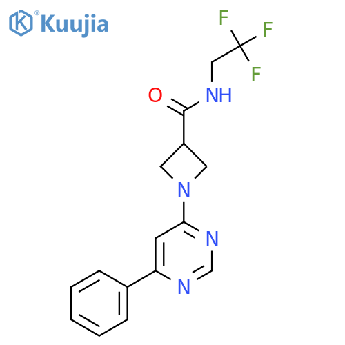 1-(6-phenylpyrimidin-4-yl)-N-(2,2,2-trifluoroethyl)azetidine-3-carboxamide structure