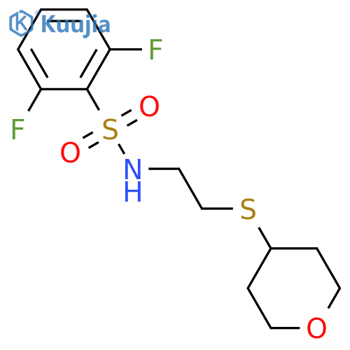 2,6-difluoro-N-[2-(oxan-4-ylsulfanyl)ethyl]benzenesulfonamide structure