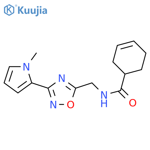 N-{[3-(1-methyl-1H-pyrrol-2-yl)-1,2,4-oxadiazol-5-yl]methyl}cyclohex-3-ene-1-carboxamide structure