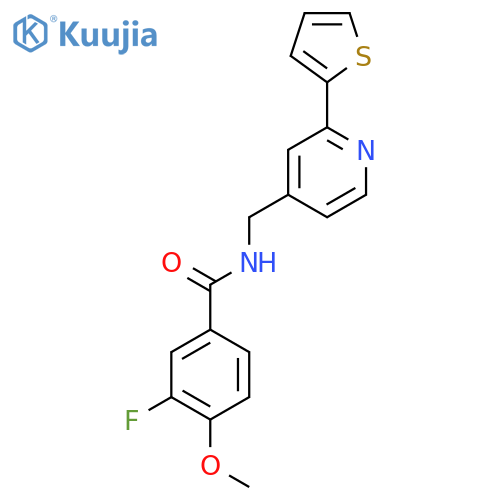 3-fluoro-4-methoxy-N-{[2-(thiophen-2-yl)pyridin-4-yl]methyl}benzamide structure