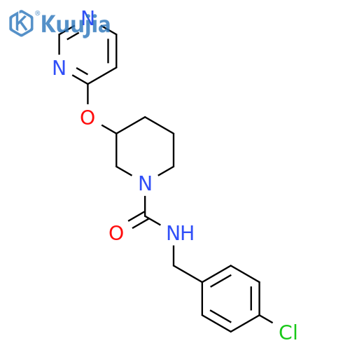 N-[(4-chlorophenyl)methyl]-3-(pyrimidin-4-yloxy)piperidine-1-carboxamide structure