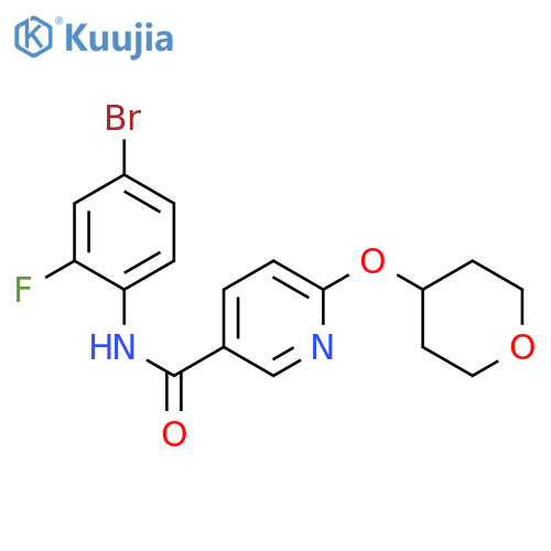 N-(4-bromo-2-fluorophenyl)-6-(oxan-4-yloxy)pyridine-3-carboxamide structure