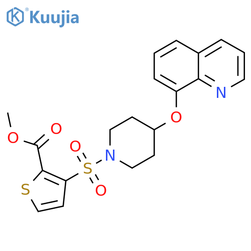 Methyl 3-((4-(quinolin-8-yloxy)piperidin-1-yl)sulfonyl)thiophene-2-carboxylate structure