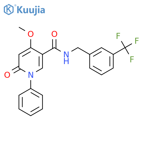 4-methoxy-6-oxo-1-phenyl-N-(3-(trifluoromethyl)benzyl)-1,6-dihydropyridine-3-carboxamide structure