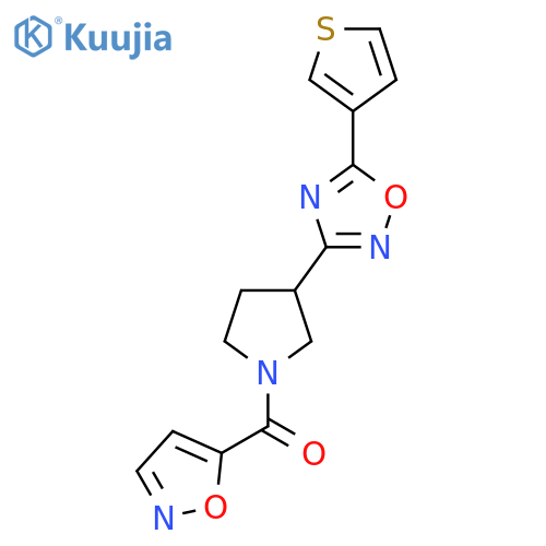 3-1-(1,2-oxazole-5-carbonyl)pyrrolidin-3-yl-5-(thiophen-3-yl)-1,2,4-oxadiazole structure