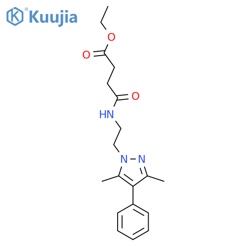 ethyl 3-{[2-(3,5-dimethyl-4-phenyl-1H-pyrazol-1-yl)ethyl]carbamoyl}propanoate structure