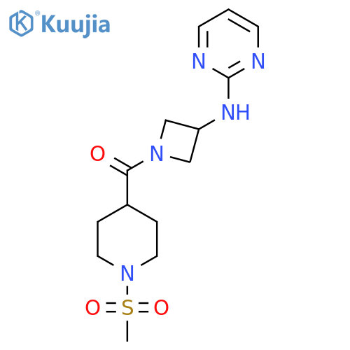N-1-(1-methanesulfonylpiperidine-4-carbonyl)azetidin-3-ylpyrimidin-2-amine structure